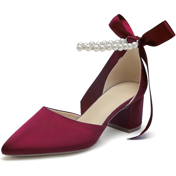靴 OHGA SATIN RIBON PUMPS Amazon.com | Xjizu Women Block Pointed Toe Low Chunky Heels